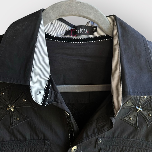 Toku men’s button up shirt with embellishment - Picture 4 of 8